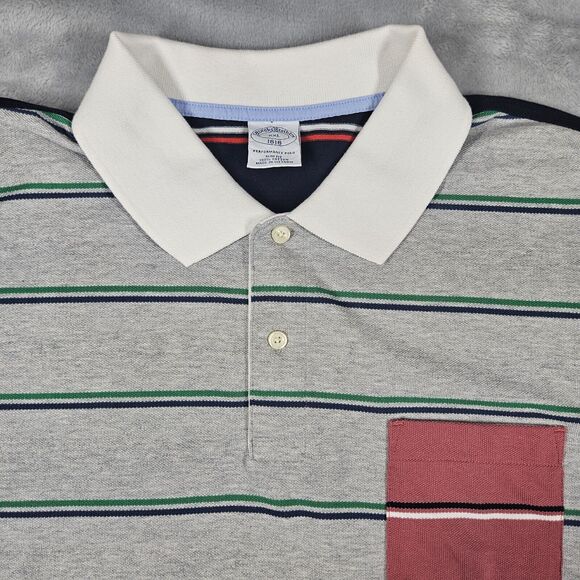 Brooks Brothers Shirt Mens XXL Performance Polo Slim Fit Striped Preppy Golf - Picture 4 of 11